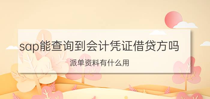 sap能查询到会计凭证借贷方吗 派单资料有什么用？